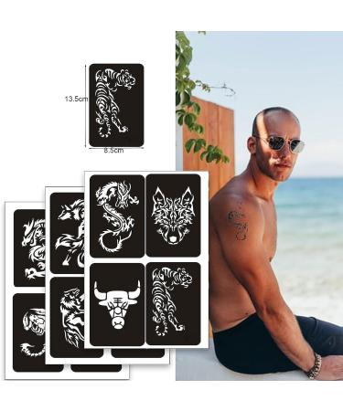 Henna Tattoos Stencils - 10 Large Temporary Tattoo Templates for Men, Boys, Adult & Teens - Buy Online on GoSupps.com