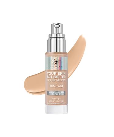 IT Cosmetics Your Skin But Better Foundation + Skincare - Hydrating Medium Buildable Coverage - Minimizes Pores & Imperfections - Natural Radiant Finish - With Hyaluronic Acid - 1.0 fl oz 22 Light Neutral (light to mediu...