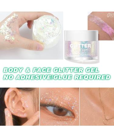 LemonSac Holographic Body Glitter Gel Set - Color Changing Glitter for Body, Face, Hair & Lips (2 Sparkling Pink + Pearl White) - Buy Online on GoSupps.com