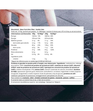 Muscletech Mass-tech Elite (3.2 kg) Gainers Perfect Protein/Carbohydrate Ratio Pack of 1 11.03 liters - Buy Online on GoSupps.com