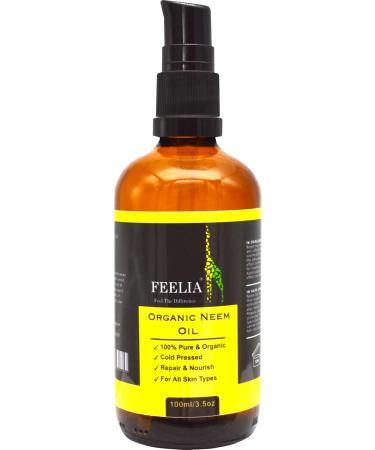 Feelia - Organic Neem Oil - Cold pressed Rich in Vitamin E & Antioxidants Repairs & Nourish 100% Pure & Organic - 100ml - Buy Online on GoSupps.com