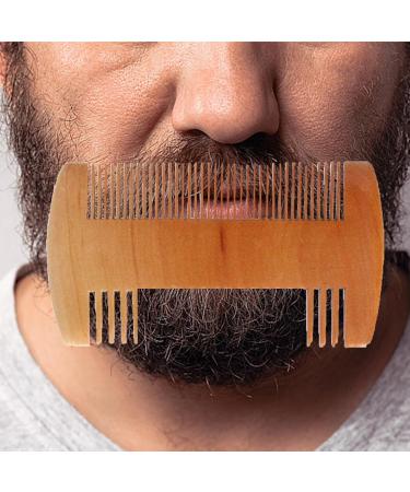 Men's Wooden Beard Comb - Double Sided Fine & Coarse Teeth Moustache Comb - Buy Online on GoSupps.com