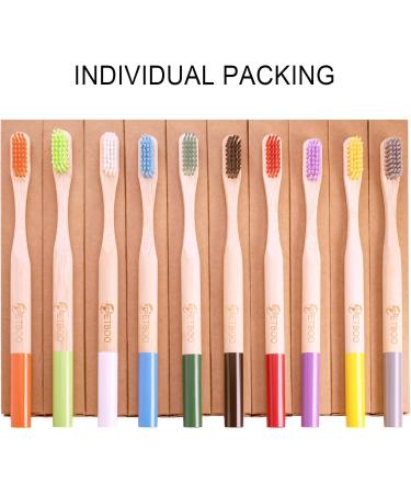 Bamboo Toothbrushes for Adults - 10 Pack Hard Bristles Organic Wooden Family Set - Eco-Friendly Multicolor - Buy Online on GoSupps.com