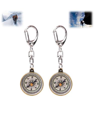 Pocket Compass Vintage Portable Pocket Compass Keychain Mini Compass Compass 2 Pieces Durable Friends Colleagues Family
