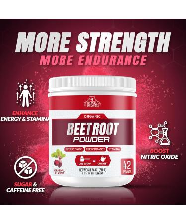 Organic Beet Root Powder | Nitric Oxide Supplement for Heart Health & High Blood Pressure Support - Superfood Beets Supplements - Buy Online on GoSupps.com