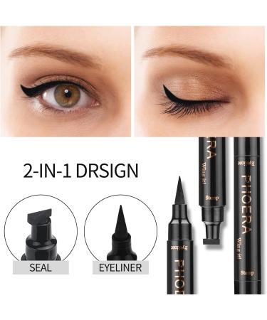 PHOERA Winged Eyeliner Stamp - Long-Lasting Waterproof Liquid Eye Liner in Black - Smudgeproof Makeup Pen for Perfect Cat Eye Look - Buy Online on GoSupps.com
