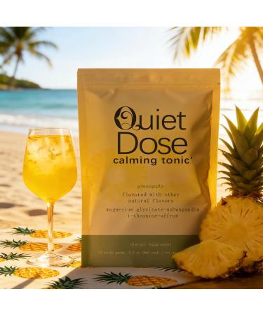 Quiet Dose Drink Calming Relaxation Beverage with L-Theanine Saffron & Ashwagandha Stress Relief & SleepSupport Non-GMO Vegan -15 Pack (Pineapple Flavor) - Buy Online on GoSupps.com