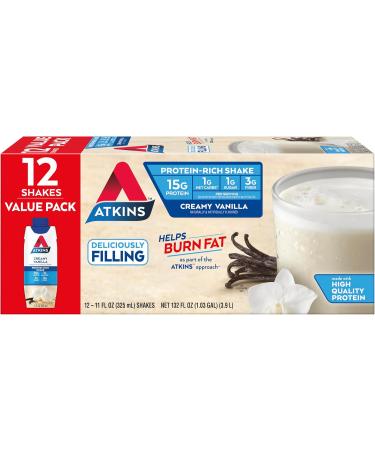 Atkins Dark Chocolate Royale Protein Shake 15g Protein Low Glycemic & Creamy Vanilla Protein Shake 15g Protein Low Glycemic 2g Net Carb 1g Sugar Keto Friendly 12 Count - Buy Online on GoSupps.com