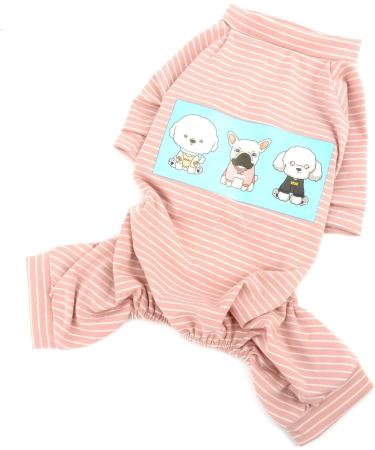Ranphy Cotton Striped Pajamas for Small Dogs - Cartoon Hoodie Jumpsuit & Pet Coat for XX-Large Dogs (Pink) - Buy Online on GoSupps.com