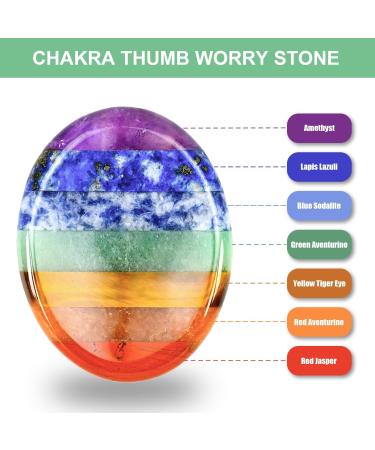 WHAL&YUNE Thumb Worry Stone for Anxiety Relief | 7 Chakra Healing Crystals | Natural Oval Gemstone Meditation & Reiki Gift - 1.8 inches - Buy Online on GoSupps.com