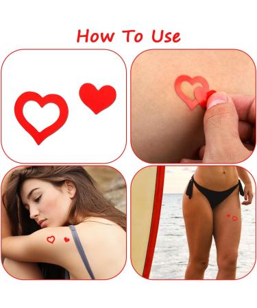 500 Pack 1 Heart Shaped Tanning Stickers | Cute Self Adhesive Body Stickers for Tanning Bed & Sunbathing - Buy Online on GoSupps.com