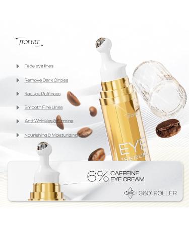 Jtopyrt 6% Caffeine Eye Cream: Dark Circle Remover Hydrating Anti-Wrinkle Eye Care Cream for Women 20ml 0.68fl.oz - Buy Online on GoSupps.com