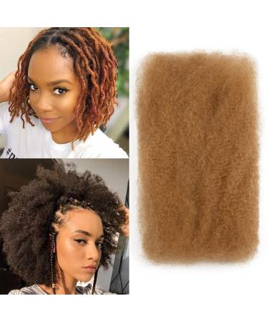 FASHION IDOL Afro Kinkys Bulk Human Hair for Dreadlock Extensions 10 Inches 1 Pack 50 Gram Honey Blonde Loc Repair Afro Kinky Braiding Human Hair for Locs 1.8 Oz 10 HONEY BLOND