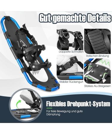 Buy Costway 21/25/30 Snowshoes Set for Adults & Kids | All-Round 4 in 1 with Climbing Aid & Carrying Bag - Marineblau 25 - Buy Online on GoSupps.com