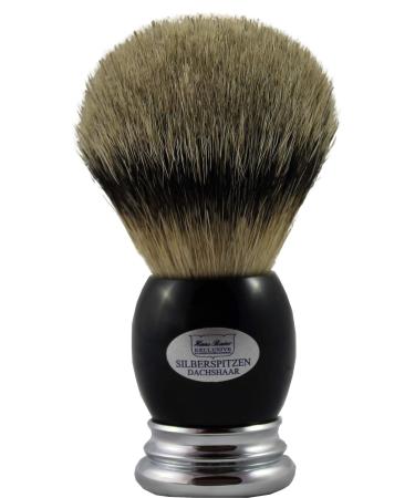 Hans Baier Exclusive shaving brush silver tip real horn dark with metal base size 3