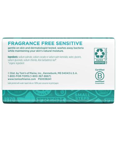 Tom's of Maine Fragrance-Free Natural Beauty Bar Soap for Sensitive Skin with Aloe Vera - 5oz - Buy Online on GoSupps.com
