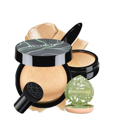 Mushroom Head Air Cushion CC Cream - BB Cream Face Makeup Foundation with Power Puff for Mature Skin Moisturizing Concealer Brighten Long-Lasting Even Skin Tone for All Skin Types (Buff Beige) 1PC Buff Beige