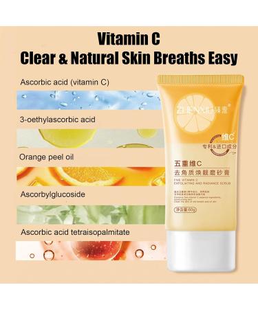 Facial Scrub Vitamin C Face Exfoliator Energising Exfoliating Scrub with Natural Fruit Acids and Enzymes Removes Blackheads Improves Acne Dark Spots Cleanses Skin Brightens Radiance - Buy Online on GoSupps.com