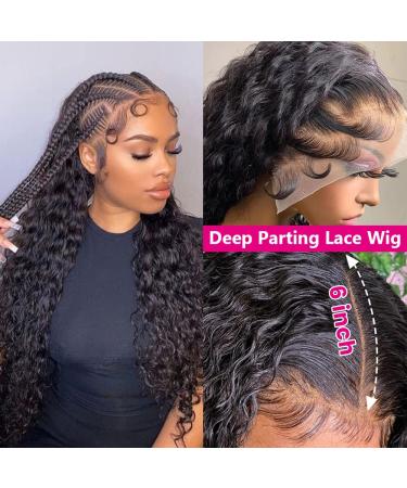 26 13x6 Transparent Lace Front Curly Human Hair Wig for Black Women - 200% Density Brazilian Virgin Hair Pre Plucked Glueless Frontal Wig with Bleached Knots - Buy Online on GoSupps.com