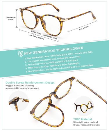Gaoye Blue Light Blocking Glasses | Retro Round Eyewear Frame for Women Men - GY1688 Black+Tea Leopard - Buy Online on GoSupps.com