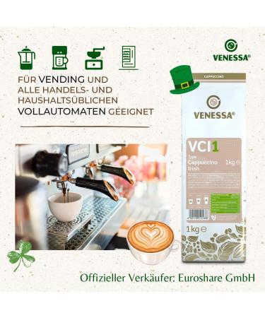 VENESSA Cappuccino Irish VCI1 Flavoured powdered drink 2 x 1 kg with soluble coffee economical with creamy consistency compatible with automatic machine - Buy Online on GoSupps.com