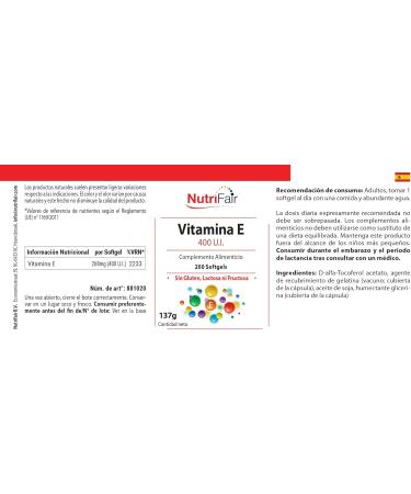 Vitamin E 400 I.U. - with 268mg of vitamin E per capsule - 200 soft capsules - high dosed - German production & laboratory te - Buy Online on GoSupps.com