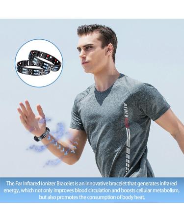Far Infrared Ion Bracelet - Magnetic Titanium Steel Arm Band Adjustable Length Perfect Birthday Gift for Men - 2 Pieces - Buy Online on GoSupps.com