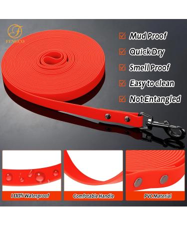 Waterproof Dog Leash - Chew Proof Tie-Out 15m Training Leash for Dogs (Orange) - Durable Lightweight & Reflective - Buy Online on GoSupps.com