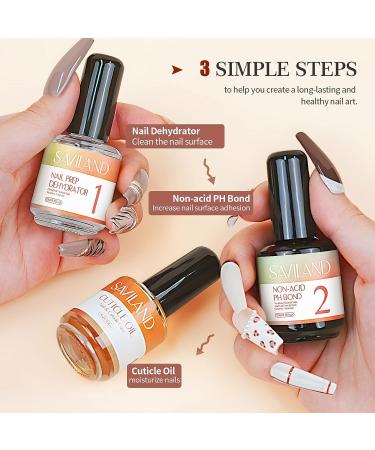 SAVILAND Nail Prep Kit: Dehydrator, Primer & Cuticle Oil Set - 13PCS, Non-Acid PH Bond for Gel Nails - Buy Online on GoSupps.com