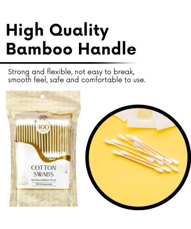 Bistras Bamboo Cotton Swabs 400 count - Natural Dual Tipped Qtips for Ears, Makeup & Baby Care - Buy Online on GoSupps.com