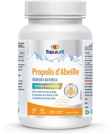 Maplelife Bee Propolis Natural Relief 500mg Easy to Take Capsule Essential Immunity Booster - 100 capsules - Buy Online on GoSupps.com