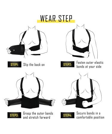 CFR Back Brace with Suspender Straps for Heavy Lifting Safety - Lumbar Support with Suspenders Lower Back Pain Protection Belt for Men & Women in Construction Moving & Warehouse Jobs Heavy Lifting Black - Classic Medium - Buy Online on GoSupps.com