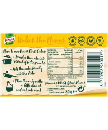 Knorr Rich Beef Stock Cubes 8 x 10g - Premium Flavor Enhancer for Cooking - Buy Online on GoSupps.com