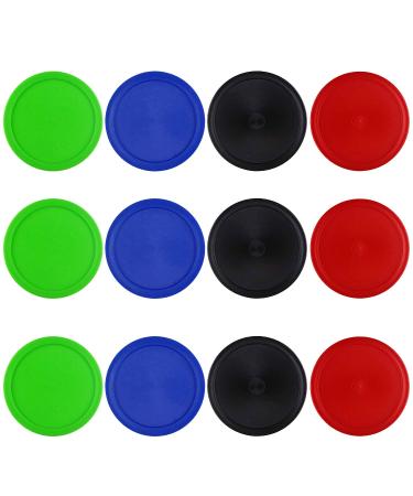 Kasteco 12 Pack 2.5 Inch Air Hockey Pucks for Small Size Table Red Blue Green Black 64x4 mm