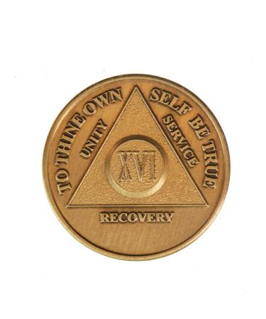 16 Year Bronze AA (Alcoholics Anonymous) - Sober / Sobriety / Birthday / Anniversary / Recovery / Medallion / Coin / Chip