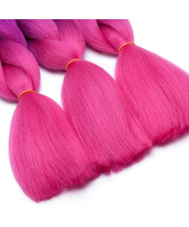 TESS Braids Extensions 60 cm - Pack of 3 Jumbo Kanekalon Synthetic Hair for Box Braids - Ombre Hair Braids (Black Purple Pink) - 100g/Bundle - Buy Online on GoSupps.com