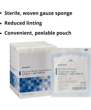 McKesson Premium 3x3 Inch Sterile Gauze Sponges - 80 Count - Buy Online on GoSupps.com