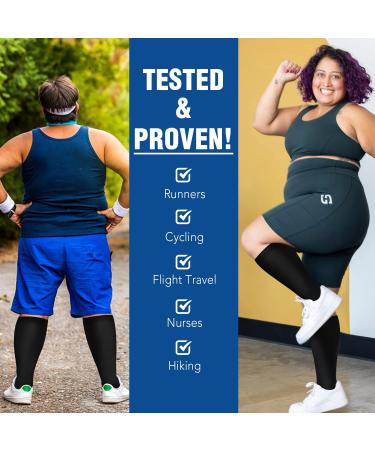 ISeasoo Compression Stockings for Wide Calf - Oversize Support Socks for Men & Women 20-30 mmHg Extra Large Black - A01 (4 Pack 3XL) - Buy Online on GoSupps.com