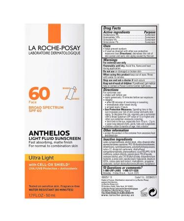 La Roche-Posay Anthelios Light Fluid Face Sunscreen SPF 60 for Sensitive Skin - Oil Free & Non-Comedogenic - Buy Online on GoSupps.com