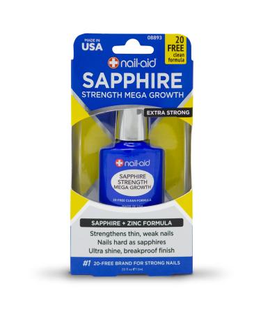 Nail-Aid Sapphire Strengthener & Mega Growth Treatment - Clear, 0.55 Fl Oz 0.55 Fl Oz (Pack of 1)