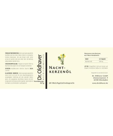 Dr. Oldhaver Night Candle Oil 500mg - 60 Capsules | High Gamma-Linolenic Acid for Beautiful Soft & Smooth Skin | Premium Quality - Buy Online on GoSupps.com