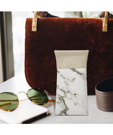 Facynde Water-Repellent Sunglasses Case | Marble PU Leather Squeeze Top Bag for Men & Women - Soft Glasses Case in White - Buy Online on GoSupps.com