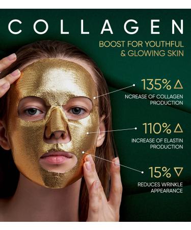 24K Gold Facial Masks for Women - Anti Aging Collagen Moisturizing Sheet Mask - Korean Skin Care for Sensitive Skin - Hydrating Mask to Reduce Fine Lines & Wrinkles by Elixir (4 Pack) - Buy Online on GoSupps.com