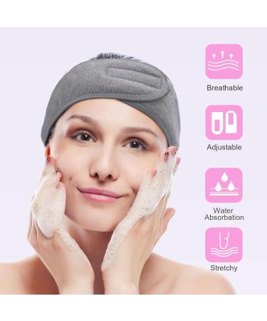 Melliex 4-Piece Adjustable Spa Headbands - Terry Hair Bands for Makeup Yoga & Sports (Black & Gray) - Ultimate Hair Protection with Velcro Fastener - Buy Online on GoSupps.com