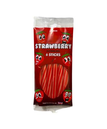 Strawberry Rock Bag Rock Sweets Original Strawberry Rock Sticks Retro Sweets Gift Bag Sweet Shop - Classic Sweets Traditional Taste 6 Sticks Per Bag