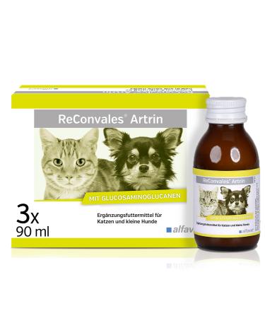Alfavet Reconvales Artrin 3 x 90 ml bottles - supplementary feed for cats & dogs - tonic with green lip mussel willow bark MSM & Teufelsklle - to support the bones & joints - Buy Online on GoSupps.com