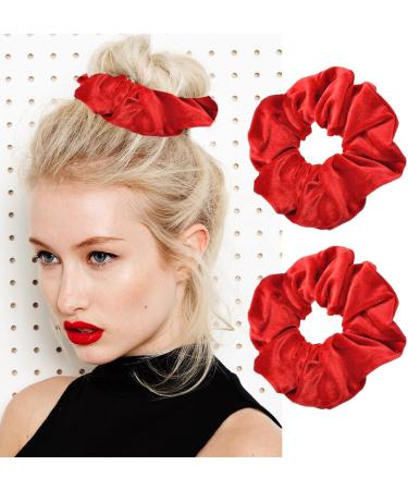 Hair Scrunchies for Women Velvet Scrunchy Hair Ties for Women Ladies Girls Hair Bands Elastic Soft Ponytail Holder Hair Bobbles Hair Accessories for Thick Thin Curly Hair Red - Buy Online on GoSupps.com