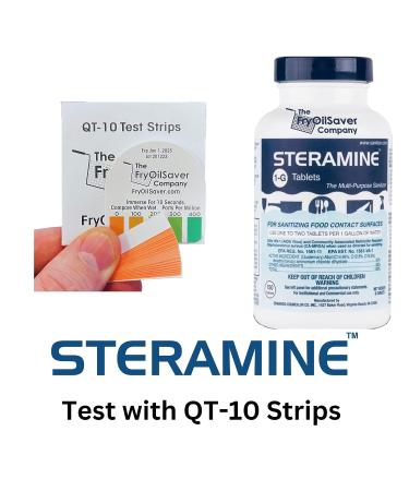 Quaternary Sanitizing Tablets 150 ct. Bottle | Kills E-Coli, HIV, Listeria | Food Contact Surface Sanitizer | Includes 15 QT-10 Test Strips - Buy Online on GoSupps.com