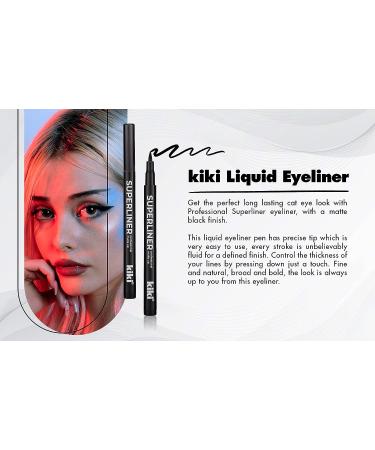 Kiki Superliner Liquid Eyeliner Pen Black - Smudge Proof All Day Vegan Formula | Cruelty-Free - Buy Online on GoSupps.com