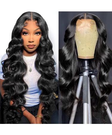 Lace Front Wigs Human Hair 22 Inch 13x4 Transparent Lace Frontal Wigs Human Hair 180% Density Body Wave Human Hair Wigs for Black Women Pre Plucked with Baby Hair Lace Frontal Wig Natural Black Human Hair Frontal Wigs 22...
